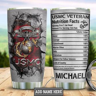 Personalized Marine Corps Nutrition Facts Stainless Steel Tumbler 20Oz - Thegiftio UK