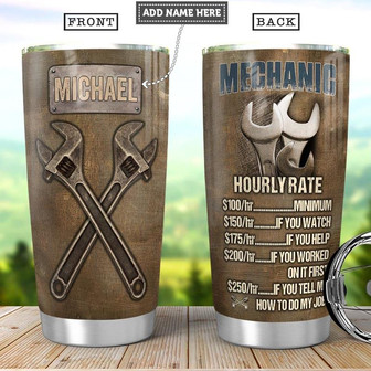 Personalized Mechanic Hourly Rate Stainless Steel Tumbler 20Oz - Thegiftio UK