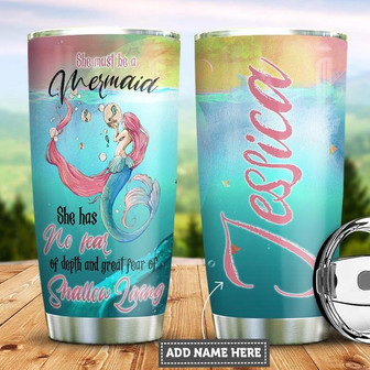 Personalized Mermaid No Fear Stainless Steel Tumbler 20Oz - Thegiftio UK