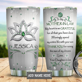 Personalized Mom In Law Lotus Jewelry Style Stainless Steel Tumbler 20Oz - Thegiftio UK