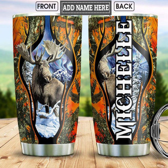 Personalized Moose Hunting Stainless Steel Tumbler 20Oz - Thegiftio UK
