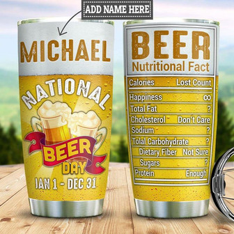 Personalized National Beer Day Facts Stainless Steel Tumbler 20Oz - Thegiftio UK
