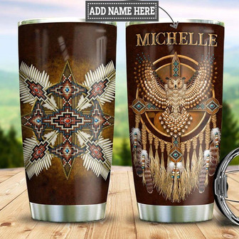Personalized Native American Owl Stainless Steel Tumbler 20Oz - Thegiftio UK