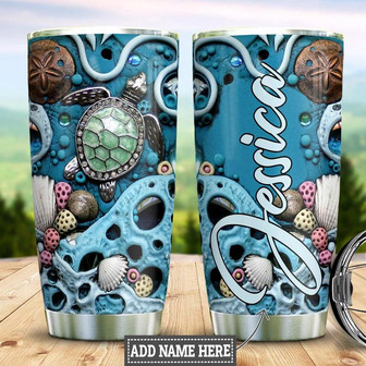 Personalized Ocean Turtle Stainless Steel Tumbler 20Oz - Thegiftio UK