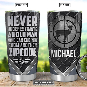 Personalized Old Deer Hunter Stainless Steel Tumbler 20Oz - Thegiftio