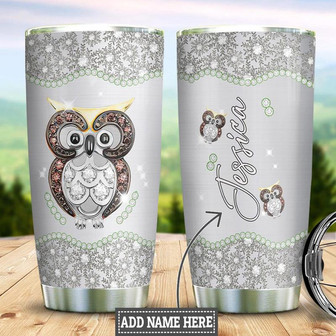 Personalized Owl Jewelry Style Stainless Steel Tumbler 20Oz - Thegiftio UK