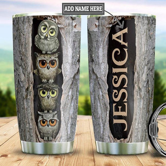 Personalized Owl Wood Style Stainless Steel Tumbler 20Oz - Thegiftio UK