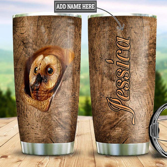 Personalized Owl Wood Style Stainless Steel Tumbler 20Oz - Thegiftio UK