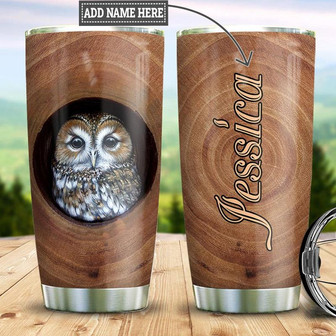 Personalized Owl Wood Style Stainless Steel Tumbler 20Oz - Thegiftio UK