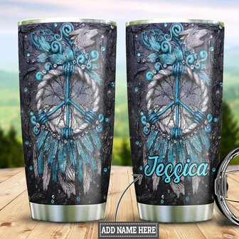 Personalized Peace Dreamcatcher Wood Style Stainless Steel Tumbler 20Oz - Thegiftio UK