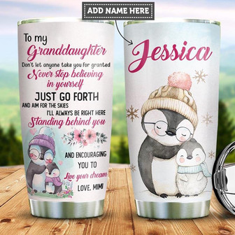 Personalized Penguin Grandma To Granddaughter Stainless Steel Tumbler 20Oz - Thegiftio UK