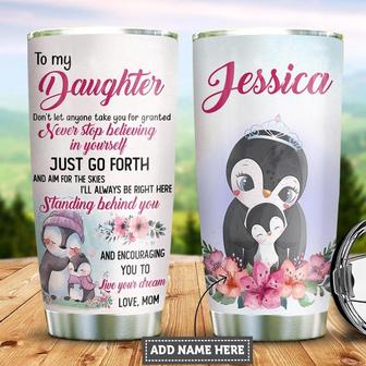 Personalized Pink Penguin Mom To Daughter Stainless Steel Tumbler 20Oz - Thegiftio UK
