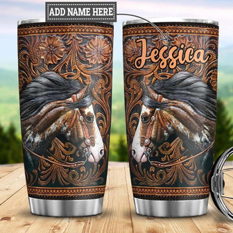 Personalized Pinto Horse Wood Style Stainless Steel Tumbler 20Oz - Thegiftio UK