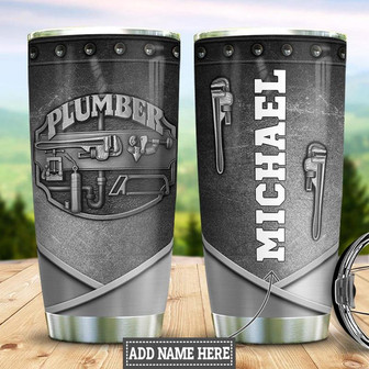 Personalized Plumber Metal Style Stainless Steel Tumbler 20Oz - Thegiftio UK