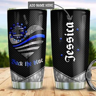 Personalized Police Heart Metal Style Stainless Steel Tumbler 20Oz - Thegiftio UK
