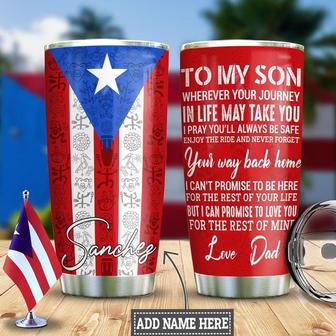 Personalized Puerto Rico Dad To Son Stainless Steel Tumbler 20Oz - Thegiftio UK