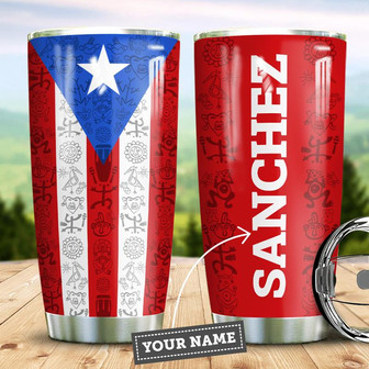 Personalized Puerto Rico Flag Stainless Steel Tumbler 20Oz - Thegiftio UK