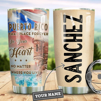 Personalized Puerto Rico In Heart Stainless Steel Tumbler 20Oz - Thegiftio UK