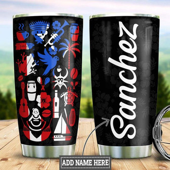 Personalized Puerto Rico Signature Symbols Stainless Steel Tumbler 20Oz - Thegiftio