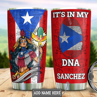 Personalized Puerto Rico Taino Warrior Dna Stainless Steel Tumbler 20Oz - Thegiftio UK