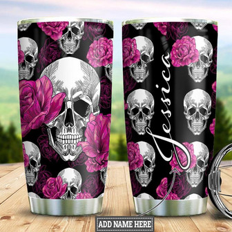 Personalized Rose Skull Stainless Steel Tumbler 20Oz - Thegiftio UK