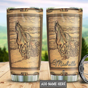 Personalized Running Horse Bronze Style Stainless Steel Tumbler 20Oz - Thegiftio UK