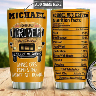 Personalized School Bus Driver Facts Stainless Steel Tumbler 20Oz - Thegiftio UK