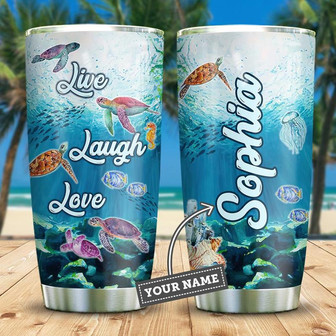 Personalized Sea Turtle Thankful Stainless Steel Tumbler 20Oz - Thegiftio UK