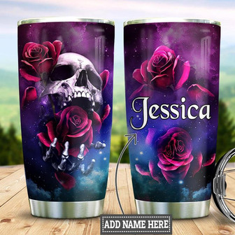 Personalized Skull Rose Stainless Steel Tumbler 20Oz - Thegiftio UK