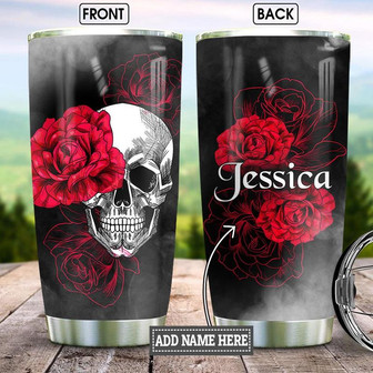 Personalized Skull Rose Stainless Steel Tumbler 20Oz - Thegiftio UK