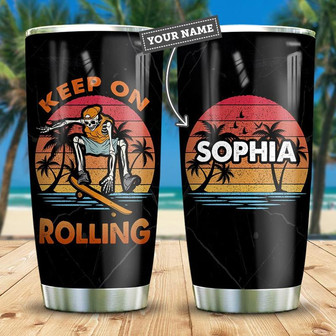 Personalized Skull Skateboard Stainless Steel Tumbler 20Oz - Thegiftio UK