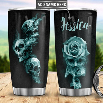 Personalized Skull Stainless Steel Tumbler 20Oz - Thegiftio UK