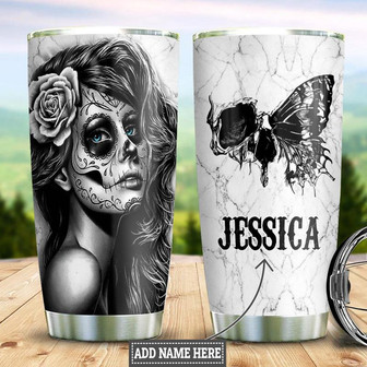 Personalized Skull Woman Stainless Steel Tumbler 20Oz - Thegiftio UK