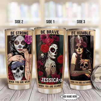 Personalized Sugar Skull Girl Stainless Steel Tumbler 20Oz - Thegiftio UK