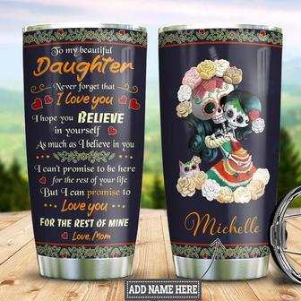 Personalized Sugar Skull Mom To Daughter Stainless Steel Tumbler 20Oz - Thegiftio UK