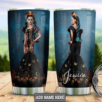 Personalized Sugar Skull Woman Doll Stainless Steel Tumbler 20Oz - Thegiftio UK