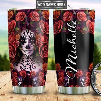 Personalized Sugar Skull Woman Stainless Steel Tumbler 20Oz - Thegiftio UK