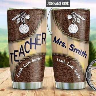 Personalized Teacher Leather Style Stainless Steel Tumbler 20Oz - Thegiftio UK