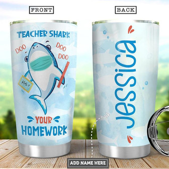 Personalized Teacher Shark Stainless Steel Tumbler 20Oz - Thegiftio