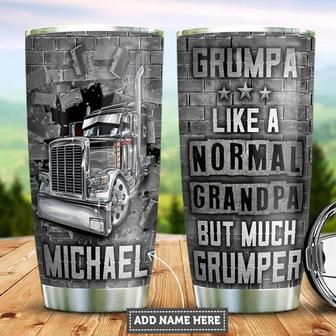 Personalized Trucker Grumpy Grandpa Stainless Steel Tumbler 20Oz - Thegiftio UK