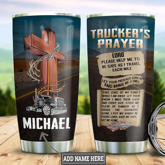 Personalized Trucker Prayer Stainless Steel Tumbler 20Oz - Thegiftio UK
