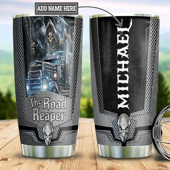 Personalized Trucker Reaper Stainless Steel Tumbler 20Oz - Thegiftio UK