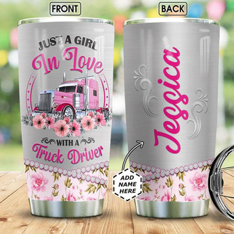 Personalized Trucker Wife Metal Style Stainless Steel Tumbler 20Oz - Thegiftio UK