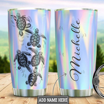 Personalized Turtle Hologram Style Stainless Steel Tumbler 20Oz - Thegiftio UK