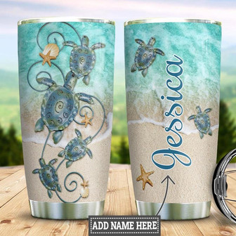 Personalized Turtle Metal Style Stainless Steel Tumbler 20Oz - Thegiftio UK