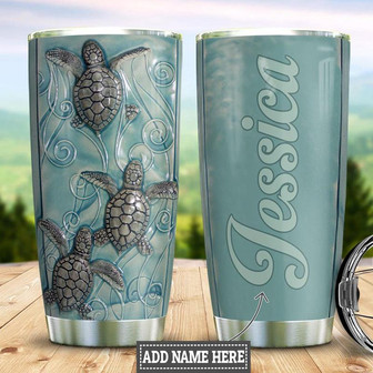 Personalized Turtle Ocean Coming Stainless Steel Tumbler 20Oz - Thegiftio UK