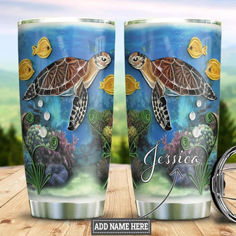 Personalized Turtle Paper Craft Style Stainless Steel Tumbler 20Oz - Thegiftio UK