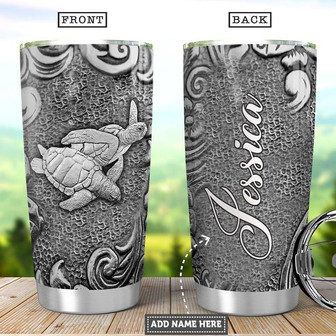 Personalized Turtle Silver Style Stainless Steel Tumbler 20Oz - Thegiftio UK