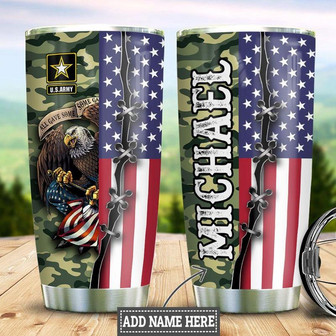 Personalized Us Army Eagle Veteran Stainless Steel Tumbler 20Oz - Thegiftio