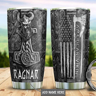 Personalized Viking Odin American Metal Style Stainless Steel Tumbler 20Oz - Thegiftio UK